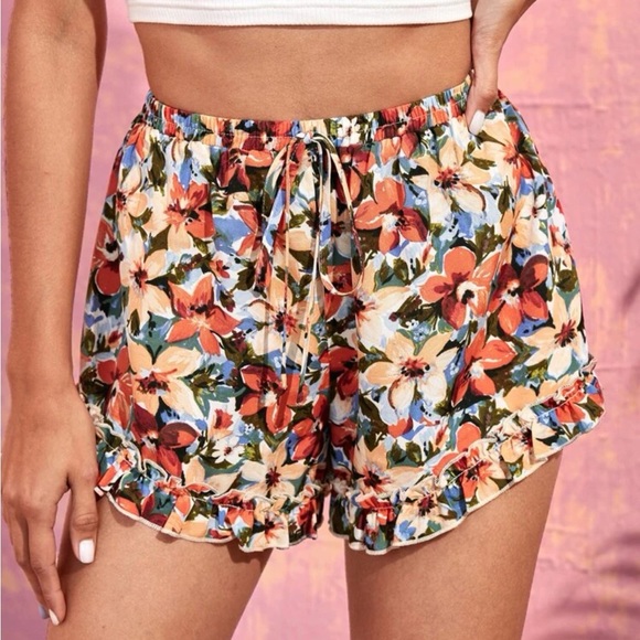 SHEIN | Shorts | Shein Floral Ruffle Shorts | Poshmark